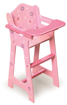 Badger Basket Blossoms and Butterflies Doll High Chair for 18 Inch Dolls – Adjustable Tray for Mealtime Play