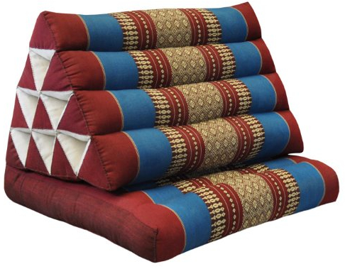 Wilai Kapok Thaikissen, Dreieckskissen mit Einer Auflage - rot/blau