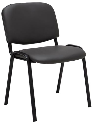 CLP Silla de Visitas Ken en Cuero Sintético I Silla de Conferencias Apilable I Silla de Reuniones Capacidad máx. 120 kg I Color: Color:Gris