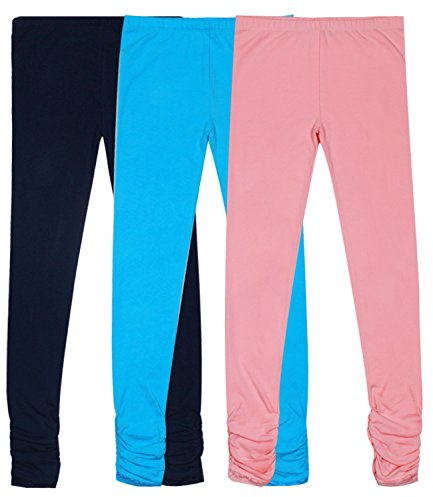 Bienzoe Niña Uniforme Escolar Tejer Algodón Tramo 3 Leggings Paquete D 10