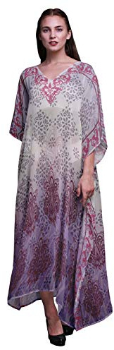 Phagun Motif Cachemire Ethnique Longue Robe de Plage Caftan Maillot de Bain Kaftan pour femme-XL-3X
