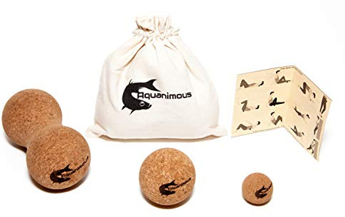 Aquanimous Cork Massage Balls Natural Firm Ultra-Light Eco-Friendly Deep Tissue Massage with Travel Bag (Set of 3)