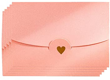 Mini Briefumschläg, 50 Stück Geschenkkarte Umschlag, Mini Umschläge Rosa, mit Herz Verschluss, für Diy GeschenkKarten Weihnachten Valentinstag Geburtstagsfeier Geschenk Card(Rosa)