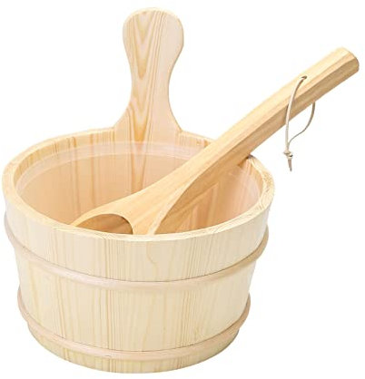 LOVIVER Barril de Sauna de madera de 4L, herramienta de baño de para SPA, accesorios de baño de barril de bañera de hidromasaje de madera para sala de, MADERA