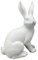 Posiwio frühlingshafter Osterhase Deko-Hase als hockender Osterhase Moppel in mattweißer antiker Optik in verschieden Größen (groß Blick rechts)