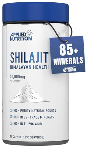 Gélules de Shilajit 30 000 mg, Compléments de Shilajit en Gélules, Extrait de Shilajit, 60% d’Acide Fulvique, Complément Himalayen Pur, Plus de 85 Minéraux pour Énergie, Concentration, 90 Gélules