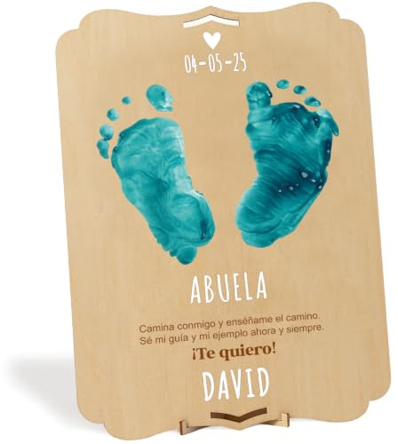 nagu® Ram Nyfödd bebis fotavtryck fot och händer, presentkort mors dag, fars dag eller morföräldrar, födelsedag, originalgåva och födelsedagsdetaljer, scrapbook-idé och babypresent.