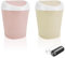 TIE-DailyNec Pattumiera da Tavolo, Mini Papelera con Tapa, Papelera de Mesa de Plástico, Papelera de Escritorio con Tapa Abatible para Baños, Despachos, Estudios (Rosa, Beige)