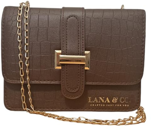 Lana & Co Élégant Sac à Main à Chaîne - Sac à Bandoulière Femme Chic et Tendance (Marron)