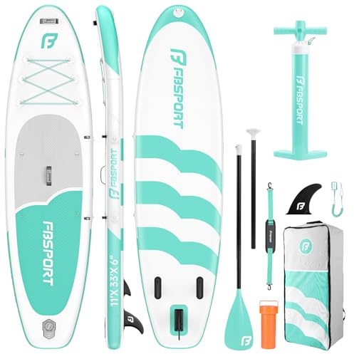 FBSPORT Tabla Paddle Surf Hinchable 335cm, Sup Board con 15cm de Grosor Extra, 160 kg Capacidad de Carga, Juego Completo con Remo Ajustable, Bomba & Accesorios, Viajes de Yoga Surf