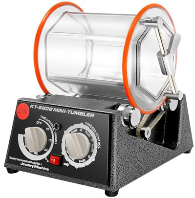 Elektrisk polermaskin, 60 W, polermaskin, för smycken med poleringstrumma och poleringspärlor, 5-växlad varvtalsreglering 500–3 000 RPM, för guld, silver, kopparsmycken