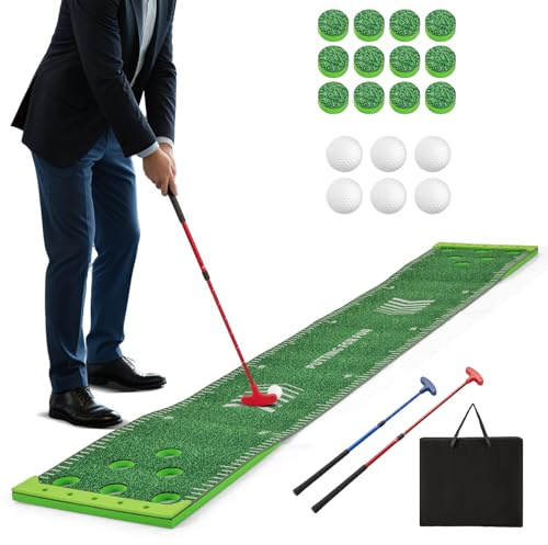 SPOTRAVEL 11FT Golf Game Set, Golf Putting Green Mat