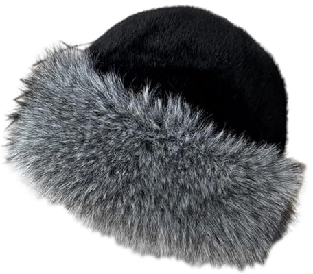rockible Thick Cossack Hat Warm Russian Hat for Women Ladies Winter Hats Soft Snow Ski Cap Fashion Ladies Cap Winter Faux Fur Hats for Ski Snowboard Hiking Outdoor,Black Silver