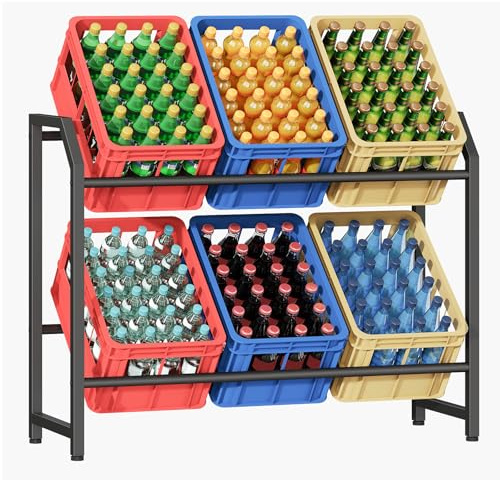 HOOBRO Étagère pour Boissons à 2 Niveaux, Porte-Bouteilles, Casier à Bouteilles, Capacité de Charge 100 kg par Niveau, Structure Métallique, pour Cuisine, Salle à Manger, Salon, Noir EBK204CJ01