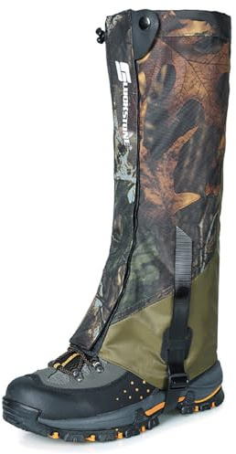 BAFOVY Snow Leg Sleeves för Vuxna, Gaiter för Skidåkning Vandring Camping med TPU-band, Andningsbara Bensskydd för Friluftssporter (Kamouflage Splits Green)
