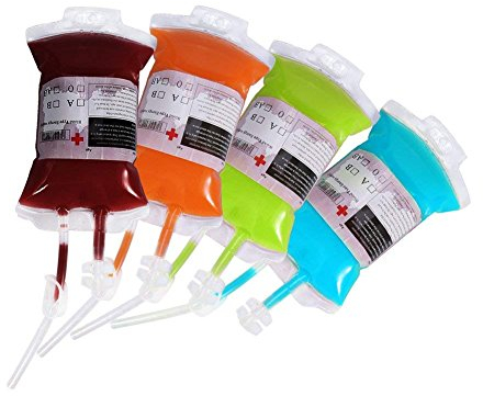 Yosoo 380Ml Food Quality Pvc Halloween Blood Drinking Bag Beverage Bag Blood Bag Infusion Bag Infusion System Shower Gel In The Blood Donor Bag Joke Articles(Pack Of 4)