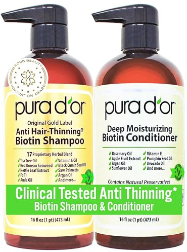 PURA D'OR Gold Label anti-thinning Deep Moisturizing Therapie Shampoo & Conditioner Set, klinisch getestet Effektive Lösung, mit Organic & natürliche Inhaltsstoffe für alle Haartypen, Männer & Frauen