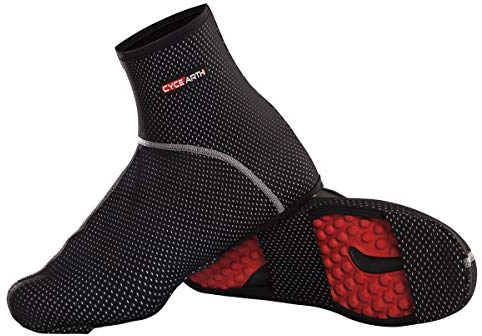 CYCEARTH Überschuhe für Mountainbike, wasserdicht, Winddicht, warm, Thermo-Fleece, Herren, schwarz, XL