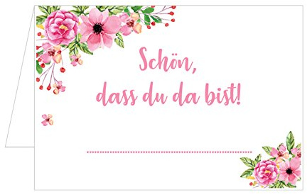 Edition sidenel set 50 premium bordskort platskort bröllopskort födelsedag dop kommunion bekräftelse firmation ungdom firande jubileum 25 Karten Rosa blommor