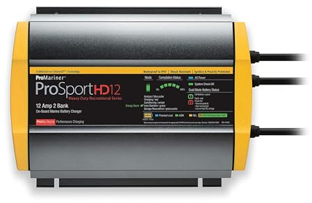ProMariner 44012 ProSport HD Waterproof Marine Battery Charger, 12 Amp, 2 Bank