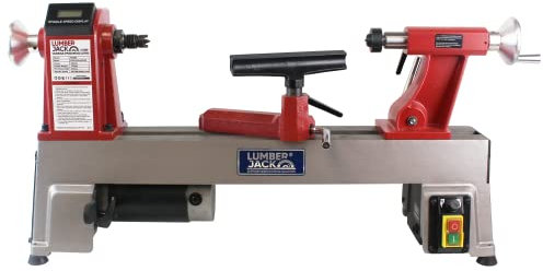 LUMBER JACK VSL305 550W Wood Lathe Variable Speed (450-3500 RPM) with Digital Display, Heavy-Duty Cast Iron Bed, 305mm Swing, 455mm Working Length MT2 Spindle & 1” x 8 TPI Thread