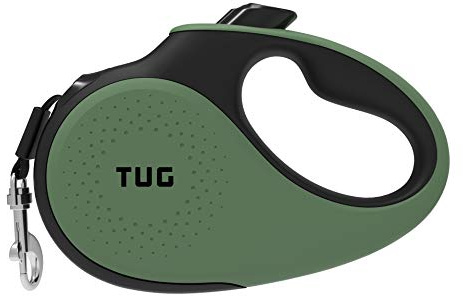 TUG 360° Tangle-Free Retractable Dog Leash with Anti-Slip Handle | 16 ft Strong Nylon Tape | One-Handed Brake, Pause, Lock (Medium, Green)