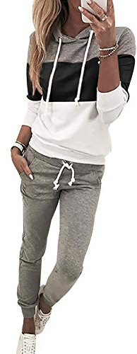 Shownicer Tuta Ginnastica Donna Tuta Sportiva Donna A Righe Completi Sportivi Tute Sportive Completo Sportivo Donna Palestra Manica Lunga Sportwear Invernale Fitness Felpa Pantaloni Jogging A Verde XS