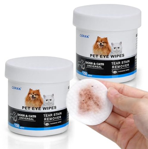 OPULA Dog Eye Wipes,Cat Dog Eye Cleaner,Pet Tear Stain Remover Wipes,300 Count Dog Eye Cleaning Wipes,Eye Cleaner Pads, Unscented Gentle Pet Tear Wipe