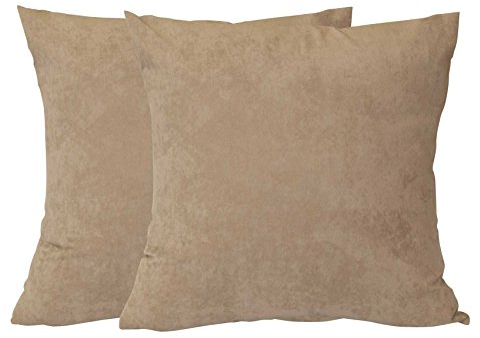 Moon 2er Pack Kissenhüllen, Kissenbezüge, Dekokissen, Zierkissenbezüge ca. 60x60 cm in edler Wildleder Optik Alcatraz (Stein)