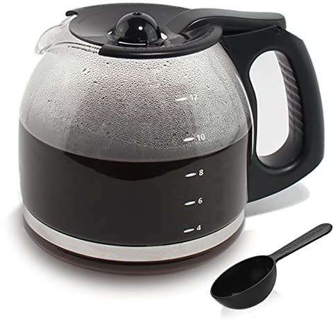 12-Cup Replacement Coffee Carafe Compatible with Mr. Coffee Coffee maker Pot, Replace Part# PLD12 PLD12-RB Series, Black Handle