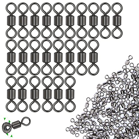 TFSYLISA 100 Stücke Angeln Rolling Drehgelenk Solide Ringe Stark Hohe Festigkeit Angelwirbel Ringe Stabiler Edelstahl Angelzubehör für das Salzwasserangeln