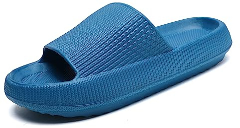 Waysoland Ciabatte Nuvola donna uomo estive da Spiaggia Pantofole, Massaggio Doccia Bagno Antiscivolo Asciugatura Rapida Punta Aperta Super Morbida Comoda Suola Spessa Sandali Scarpe(Blu,44/45 EU)