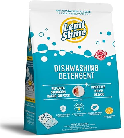 Lemi Shine Cialde naturali per lavastoviglie, in polvere e gel, con potente acido citrico, ecologiche, 26 pezzi