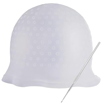 1 Cappuccio in Silicone per Tinture Capelli - Cuffia Colorazione con 1 Uncino Metallico - Riutilizzabile per Meches e Colori - Professionale per Salon e Casa