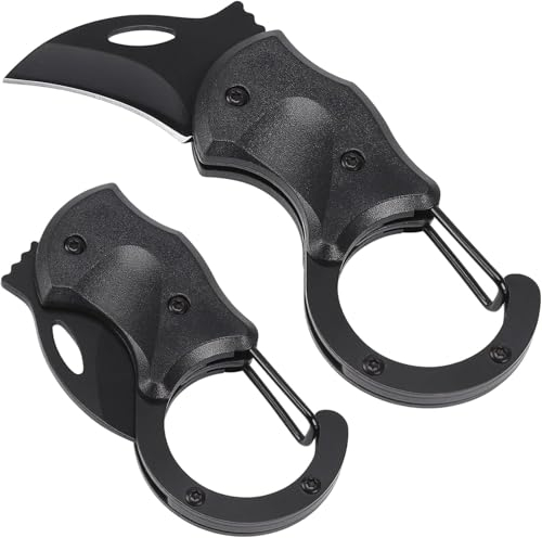 Xnourney Couteau Pliant Multifonctionnel Noir Mini Couteau de Poche avec Mousqueton Cadeau pour Homme