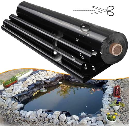 Pounjsd Telo per Laghetto in PVC, 2x2m 3x5m 4x4m 5x9m 9x15m Rivestimento per Laghetto Flessibile Resistente, Fodera Laghetto prova di strappo per Piscina Giardino, Laghetti, Fontane(Size:5mx7m)