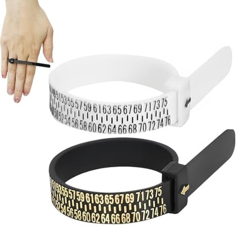 RAMGLYO 2 Stück Ring Größenmesser, Ring Sizer, Fingerumfang, Messung der Fingergröße (Schwarz und Weiß)