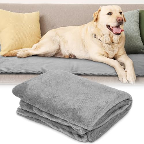 Aomig Hundedecke Katzendecken Waschbar Flauschig Decken Super Weich Fluffy Haustier Decken Kleine Mittlere Grosse Hunde Katzen Sofaschoner aus Coral Fleece für Transportbox Autos Betten Grau 95 * 80cm