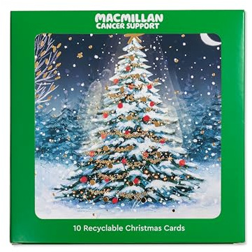 Macmillan Moonlit Tree Charity Christmas Cards – Pack of 10 Luxury and Eco-Friendly Christmas Cards. Made in the UK.
