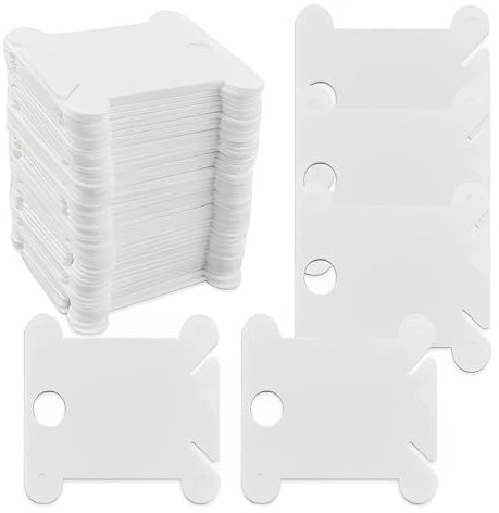 SGERUFZ 50 Stück Plastikseide Bobbins Thread Card, Kreuzstich Stickerei Thread Karten, Floss Bobbins Kartenhalter, Kreuzstich Thread Organizer für DIY Craft Sewing Storage