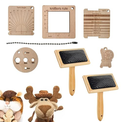 Hand Carders Wool – Brosses à carder en laine, brosses à main multifonctions en laine | Outils d'artisanat avec poignée en bois massif, brosse à fil robuste pour chiot, chat, intérieur et