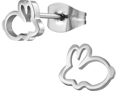 Monkimau Hase Kinder Ohrringe Chirurgenstahl | Edelstahl Hypoallergen Kinderohrringe | Mädchen Schmuck Geschenk Geschenkidee