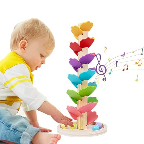 Music Tree Wooden Marble Run | Wooden Music Tree Marble Run Montessoris Toys | Colorful Rolling Ball Tower Musical Tree Ball Toy, Wooden Music Tree Marble Run Montessoris Toys