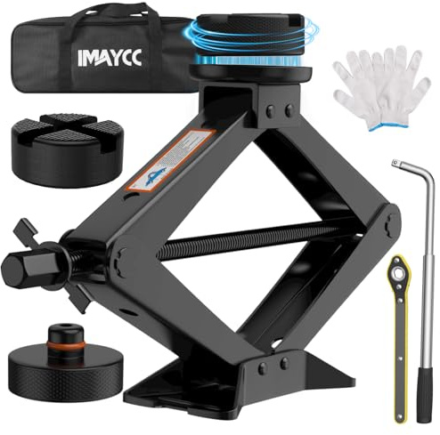 IMAYCC Aggiornamento Cric Universale 3T, Cric Universale per auto con cuscinetto in gomma, cric portatile con chiave per dadi della ruota, kit di emergenza per SUV MPV Tesla Manutenzione