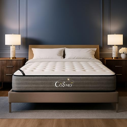 COSMO UP Matelas Hybride Haut de Gamme 140x190 25 cm d'épaisseur – 5 Couches Haute Technologie pour Confort, Soutien Ergonomique & Sommeil Réparateur – Mémoire de Forme, Ressorts Ensachés Premium