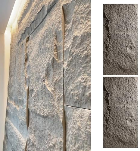 3D dekorativ väggpanel, väggbeklädnad 3D väggpaneler utomhus inomhus, modern fusksten PU väggpanel, konstgjord stenpanel för vägg, interiör exteriör accent väggtäckning (brun, 2p