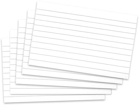 Desenda 100 PCS Record Cards Ruled Index Cards 125 x 75 mm Note Card Both Sides with Ruled Lines for Office, Home, School (White)
