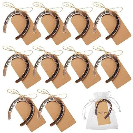 HMCEY 10 Piezas Decoracion Herradura de La Suerte,Regalo Herradura Decorativa con Cordel y Papel Kraft,Etiquetas Colgantes Papel Kraft,Etiquetas para Regalos de Boda para Manualidades, Artesanía