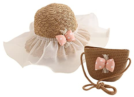 Generico 2026 Cappelli di per Bambini Cappelli da Sole per Bambini Cappelli da Spiaggia Estivi Tuta da Taschino in Intrecciata attività all'aperto