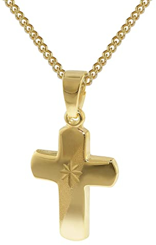 trendor Kreuz-Anhänger für Kinder Gold 333 mit goldplattierter Halskette für Jungen und Mädchen, wunderbare Geschenkidee 35750